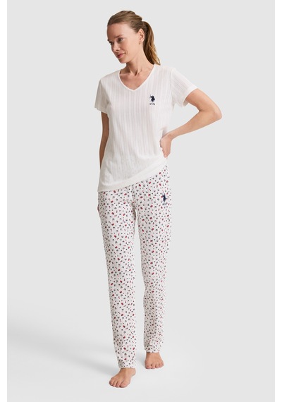 U.s. Polo Assn. Kadın Ekru Pijama Takım 50327970-vr019 Ecru