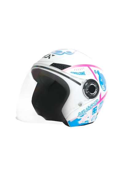 Gp Gx Mks005-Pwbb Şeffaf Vizörlü Motosiklet Yarım Kask Beyaz