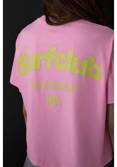 Grımelange Fıneste Kadın Yumuşak Kumaşlı %100 Organik Pamuklu Baskı Detaylı Pembe T-shirt