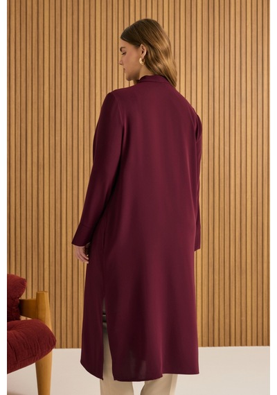 Aker Dokuma Uzun Tunik Bordo Bordo