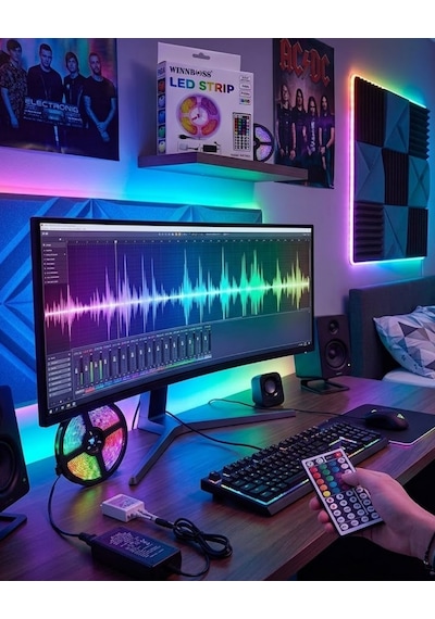 5050 Rgb Led Şerit 5 Metre Uzaktan Kumandalı Aydınlatma Led - Lisinya