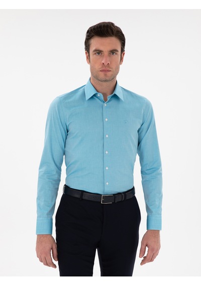 Cacharel Aqua Slim Fit Pamuklu Oxford Gömlek Mavi