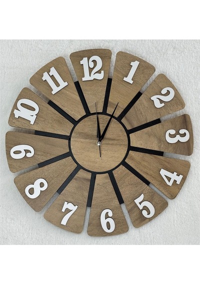 Ümra Lazer Yeşil Dekoratif Ahşap Duvar Saati 40 Cm Sessız Akar Mekanizma Geometrik 40 Cm Yuvarlak Reçine Ahşap