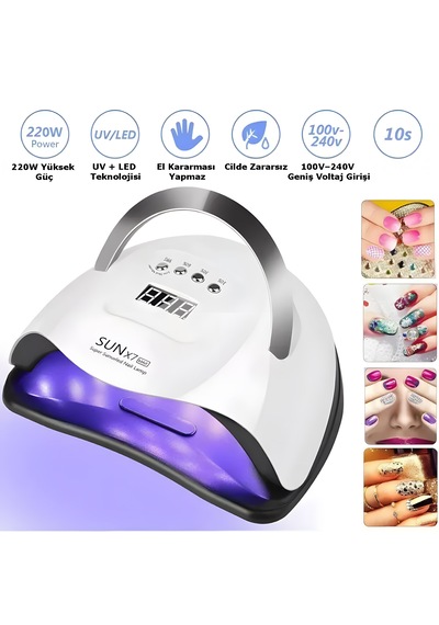 Uv Company Sun X7 Max 220w Uv Led Tırnak Kurutucu Lamba 57 Led, Sensörlü, Dijital Ekranlı Profesyonel Jel Oje Kurutma Cihazı 0