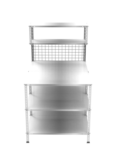 3 Katlı Duble Paketleme Masası 118x93 Cm - 2 Raflı Tel Kafesli , Atölye, Depo, Hobi Çalışma Masası Gri