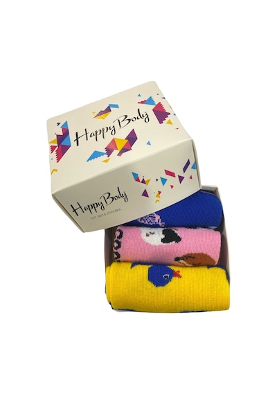 Happy Body 3 Çift Unisex Penye Özel Kutulu Neon ART.10286 1.ROYAL MAVİ-1.PEMBE-1.SARI