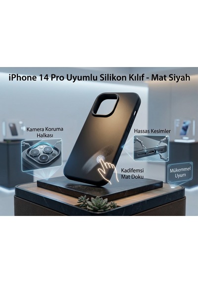Iphone 14 Pro Uyumlu Silikon Ve Esnek Lansman Premıum Kılıf Siyah
