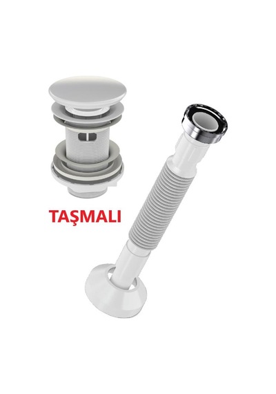 Lavabo Sifonu Clik-Clack Pup-Up Beyaz Seramik Kafa Taşmalı