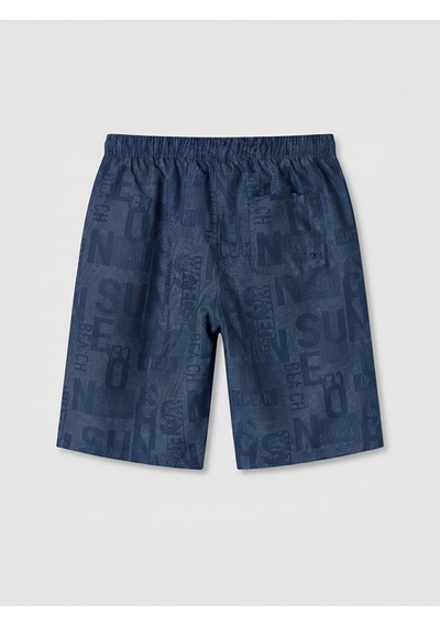 Lcw Swımwear Siyah Diz Hizası Boy Desenli Erkek Deniz Şortu
