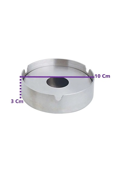 Büyük Boy Kapaklı Paslanmaz Çelik Kül Tablası Krom Skoçlu Küllük 10 Cm 1 Adet Metal Gri Yuvarlak