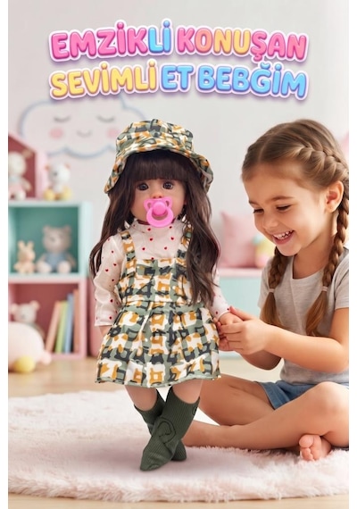 Emzikli Sevimli %100 Et Bebek - 50 Cm Konuşan Gerçekçi Oyun Arkadaşı İnteraktif Eğitici Oyuncak 69818200