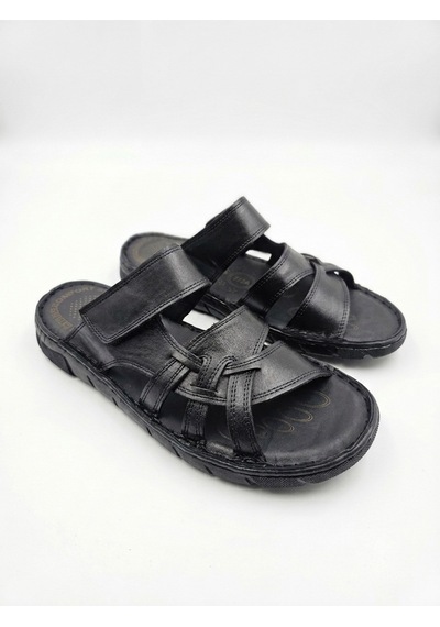 Ern Shoes İçi Dışı Hakiki Deri Ortopedik Erkek Terlik Sandalet Beyaz