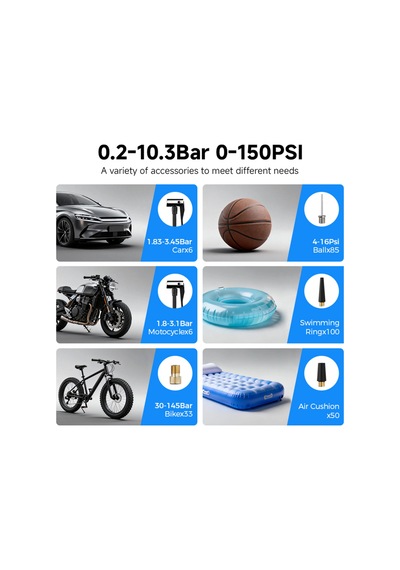 Akü Takviye Cihazı 4'ü 1 Arada Powerbank, Hava Kompresörü, Lcd Ekran, 16000mah 150psı - 869384048