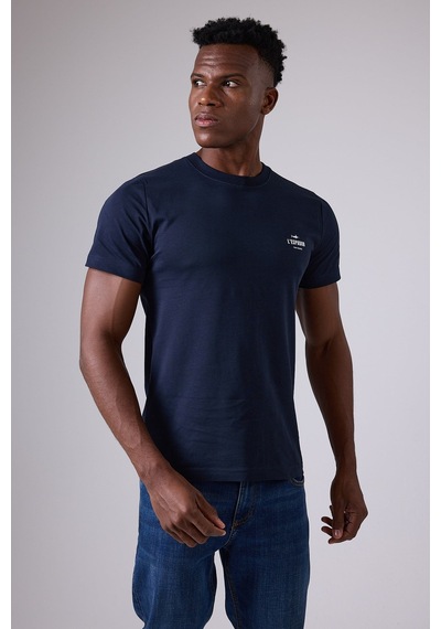 Marıne Tee Deniz Temalı Ribana Bisiklet Yaka Pamuk T-shirt-3151 Koyu Mavi