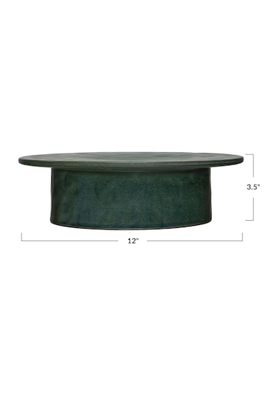 Creative Co-op Seramik Kaide, Mat Yeşil Reaktif Sır Dekoratif Vurgular, 30,48 Cm U X 30,48 Cm G X 10,16 Cm Y Genel