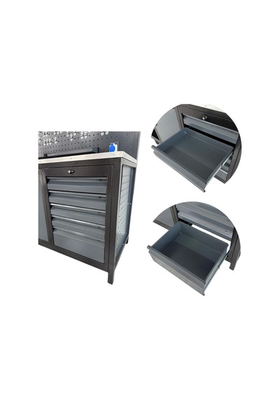 Takpower Ttr4431 3 Metre Takım Tezgahı 10 Çekmeceli 10 Dolaplı Ara Bölmeli