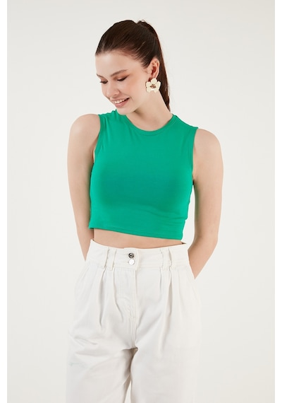 Lela Pamuklu Bisiklet Yaka Dar Kesim Crop Bayan Atlet 5865259 Benetton