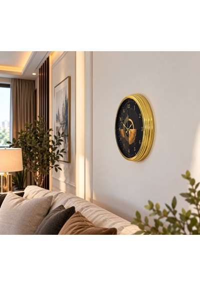 Altın İhtişam 40 X 40 Cm Gold Metal Duvar Saati