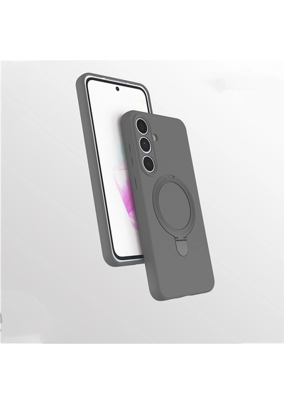 Samsung Uyumlu Galaxy S25 Fe Kılıf M-safe Şarj Özellikli Standlı Zore Samara Kapak Titanyum-Gri