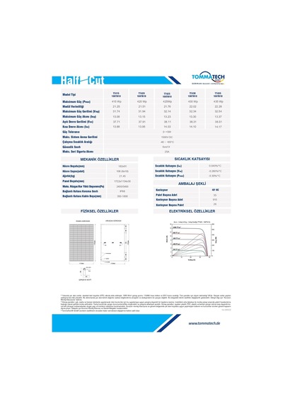 Tommatech 430 W Multibusbar Monokristal Topcon Güneş Paneli