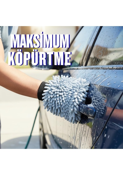 Profesyonel Şönil Mikrofiber Oto Yıkama Eldiveni - Çift Taraflı, Çizmez Ve Ultra Emici - Araç T