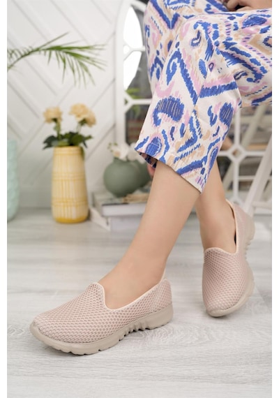 Nesil Shoes Dvm 901 Bej Bej Anatomik Esnek Kadın Yürüyüş Ayakkabısı-bej Bej