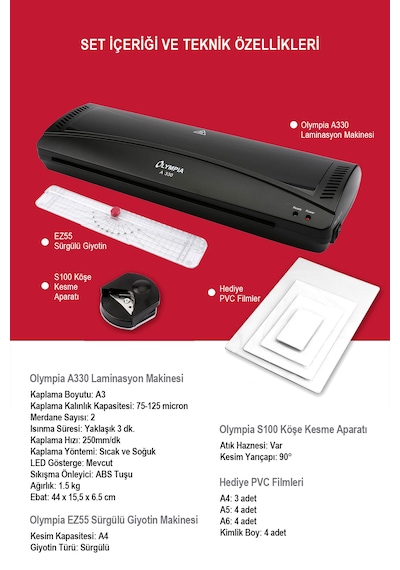 Olympia A330S 4 In 1 A3 Set Laminasyon Makinesi