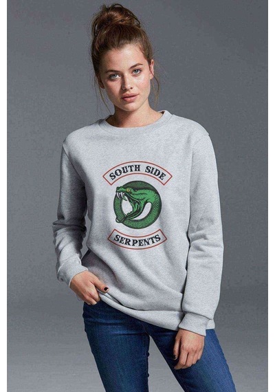 South Side Serpents Baskılı Gri Kadın Sweatshirt