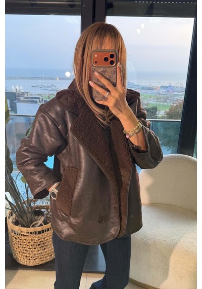 My Loore Kahve Düğmeli Süet Ceket Kahverengi Kahverengi