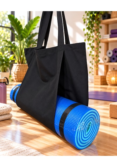 Mat Taşıma Çantası Yoga Fitness Silindir Antrenman Çantası - Çantalı Fermuarlı Mat Taşıma Çantası Siyah