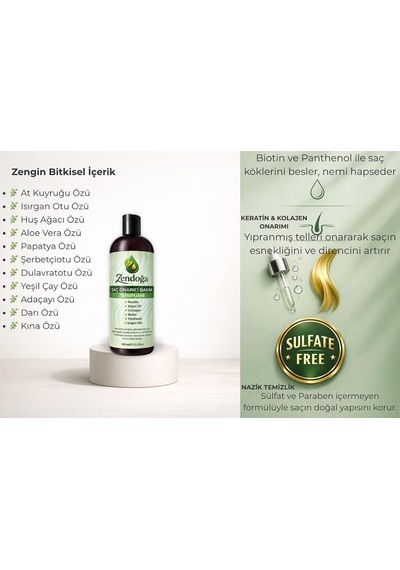 Yoğun Keratin & Kolajen Kompleks Onarıcı Şampuan - Doğal, Sülfatsız & Tuzsuz 400 Ml Beyaz
