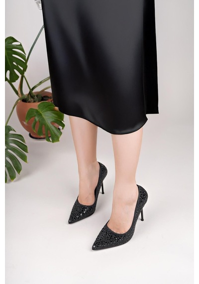Nesilshoes Nesil Shoes Hkm 608 Siyah Kalem Topuk Kadın Stiletto
