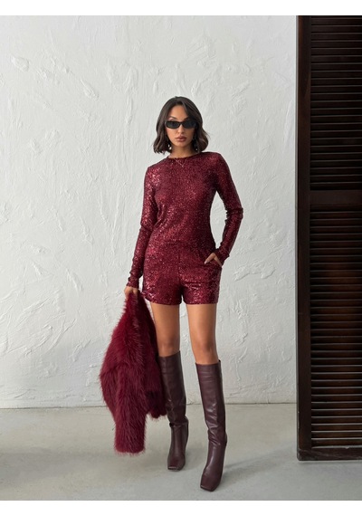 Verymoda Pullu Bluz F1866 Bordo
