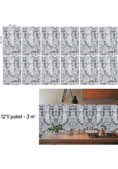 Tink Kendinden Yapışkanlı 41 x 62 CM Siyah Çizgi Desenli Pvc Panel
