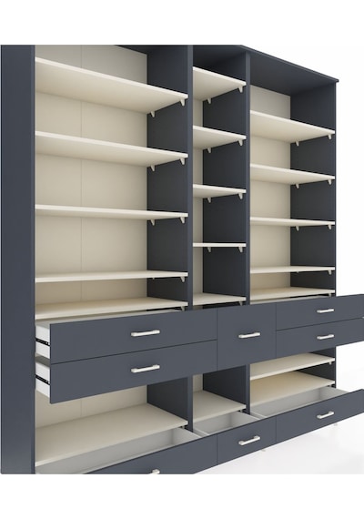 Hyperion Dolap 19 Raflı 8 Çekmeceli 220x44x243 Antrasit-aytaşı/antrasit Aytası/antrasıt Hyperion Dolap 19 Raflı 8 Çekmeceli 220x44x243 Antrasit-aytaşı/antrasit Aytası/antrasıt