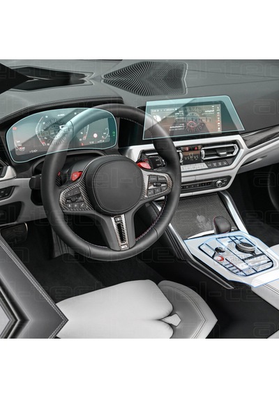 Bmw M4 Uyumlu Navigasyon,dijital Gösterge Ve Vites Etrafı Nano Ve Piano Black 9h Tpu Koruyucu 3lü Set