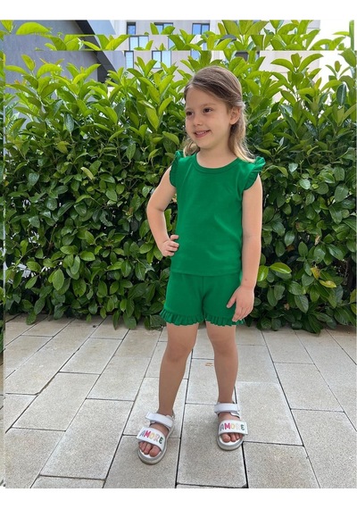 My Kids Wear Fırfırlı Kız Çocuk Şort Takım KREM