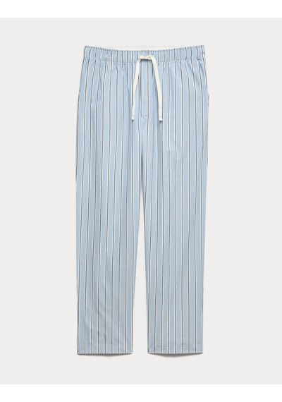 Marks & Spencer Pamuklu Çizgili Pijama Altı Mavi Mix