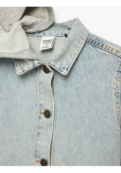 Koton Uzun Kollu Cepli Pamuklu Oversize Kapşonlu Denim Ceket Açık İndigo 6skb20001td Açık İndigo Koton Uzun Kollu Cepli Pamuklu Oversize Kapşonlu Denim Ceket Açık İndigo 6skb20001td Açık İndigo