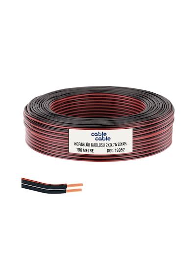 Cable Elektrik Kablosu Kordon 2X0.75 Siyah 100 MT