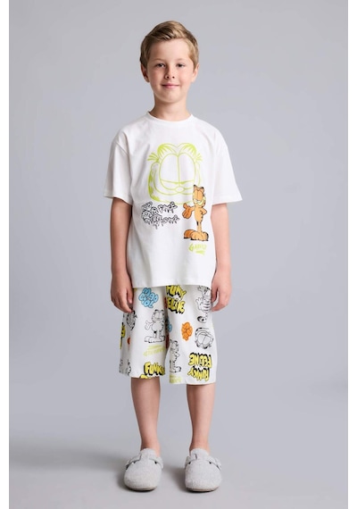 Defacto Garfıeld Lisanslı Regular Fıt 2li Beyaz Pijama Takımı Erkek Çocuk H8146a826hswt34 Beyaz-wt34