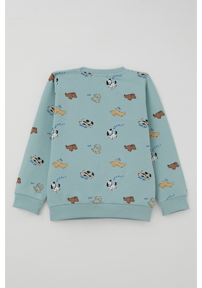 Breeze Erkek Bebek Eşofman Takımı Eğlenceli Köpekçikler Desenli 9 Ay - 3 Yaş , Su Yeşili