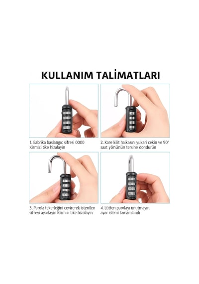 Omniax 4 Haneli Şifreli Asma Kilit Çelik Halkalı - Dolap/bavul/spor Çantası/spor Salonu Kilidi