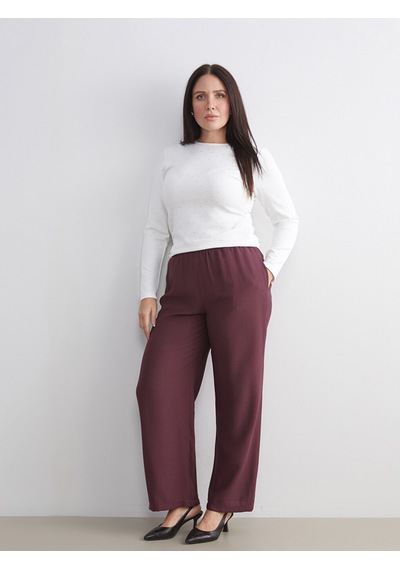 Lcw Modest Mürdüm Beli Lastikli Geniş Paça Kadın Pantolon