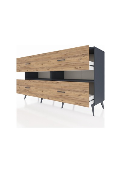 Hyperion Konsol 2 Raflı 4 Çekmeceli 176x44x99 Antrasit-antrasit/çam Antrasıt/antrasıt - Antrasıt Hyperion Konsol 2 Raflı 4 Çekmeceli 176x44x99 Antrasit-antrasit/çam Antrasıt/antrasıt - Antrasıt