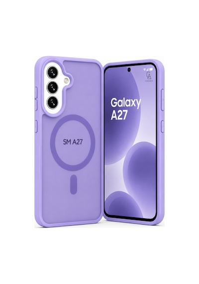 Samsung Galaxy A27 Ile Uyumlu Kılıf Magsafe Şarj Özellikli Mat Arka Yüzeyli Kapak Lila