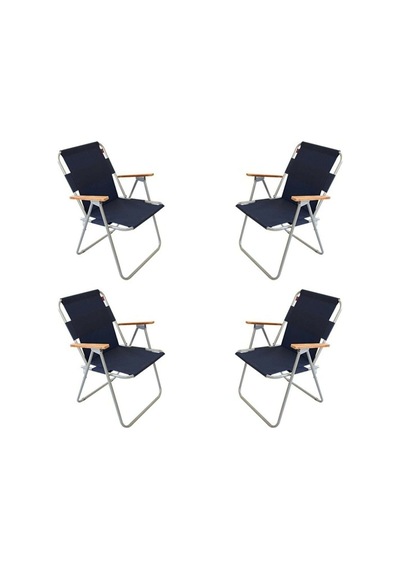 Bofigo 60x80 Çam Katlanır Masa + 4 Adet Katlanır Sandalye Kamp Seti Bahçe Balkon Takımı Lacivert