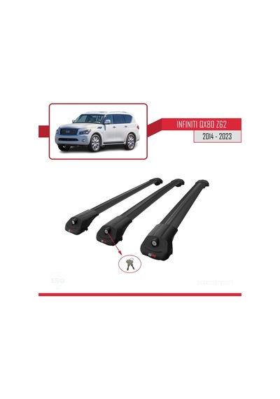 Infiniti Qx80 Z62 2014-2023 Arası İle Uyumlu Ace-1 Ara Atkı Tavan Barı Siyah 3 Adet Bar