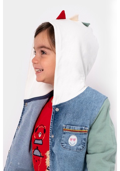 Overdo Kids Erkek Çocuk Renkli Kapüşonlu Kot Ceket Mavi