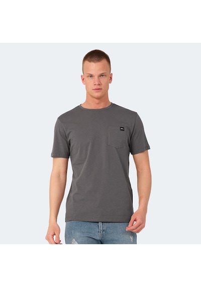 Slazenger VESELA Erkek Cepli Koyu Gri Tişört